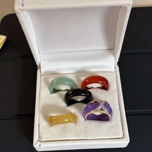 14 K yellow gold sleeve-Multi-Color Ring Set
